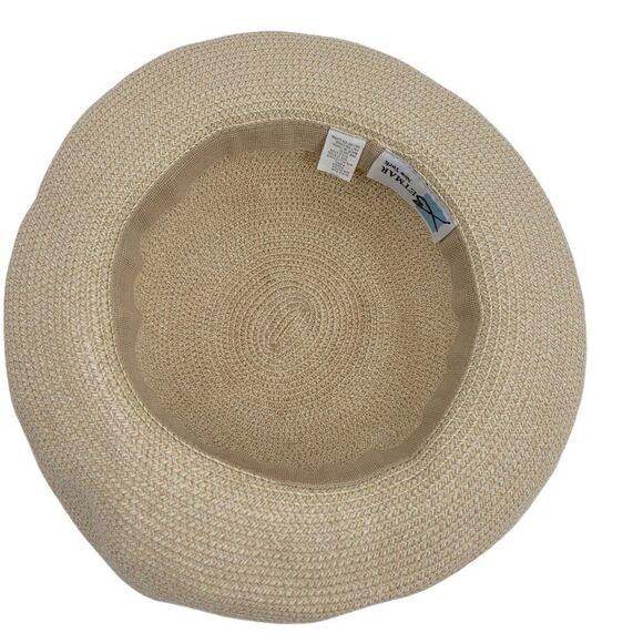 Vintage Betmar New York #166 Floppy Paper Sun Hat Flexible Tan‎ Metal Logo Sz